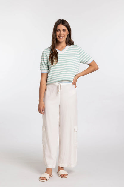 Mi Moso Carla Top - Mint Green/White