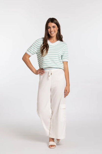 Mi Moso Carla Top - Mint Green/White