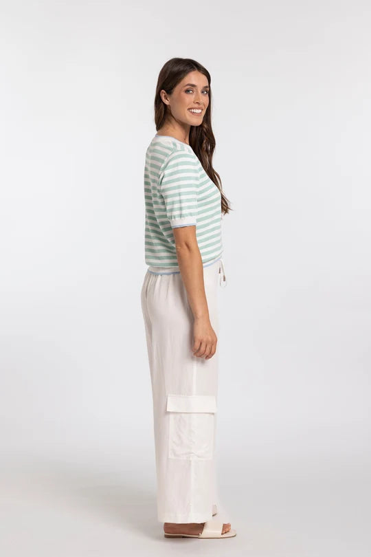 Mi Moso Carla Top - Mint Green/White