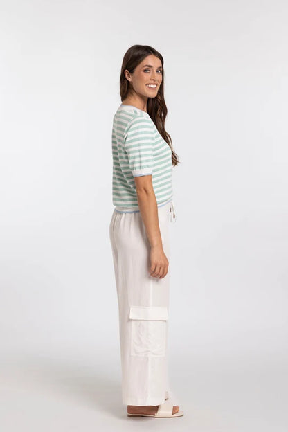 Mi Moso Carla Top - Mint Green/White