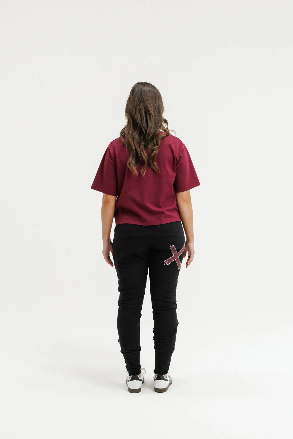 Homelee  Apartment Pants - Black with Merlot/Blush X