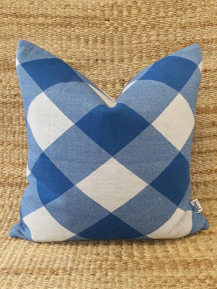 Hello Friday Cushion Blue Check - No Inner