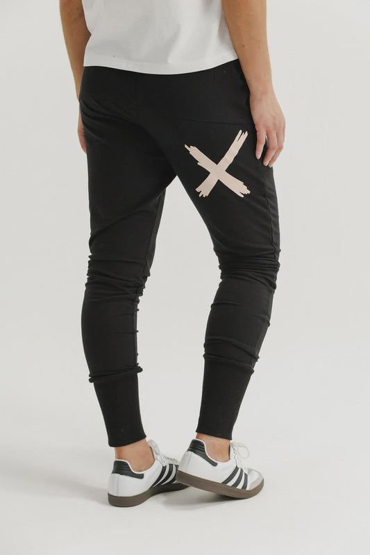 Homelee Apartment Pants - Winter Weight - Black with Peach Parfait X