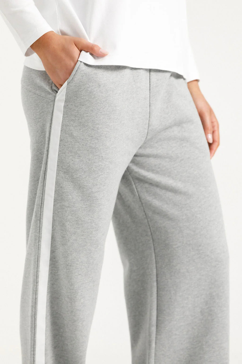 Homelee Alpine Palazzo Pant - Grey Marle with White Velvet