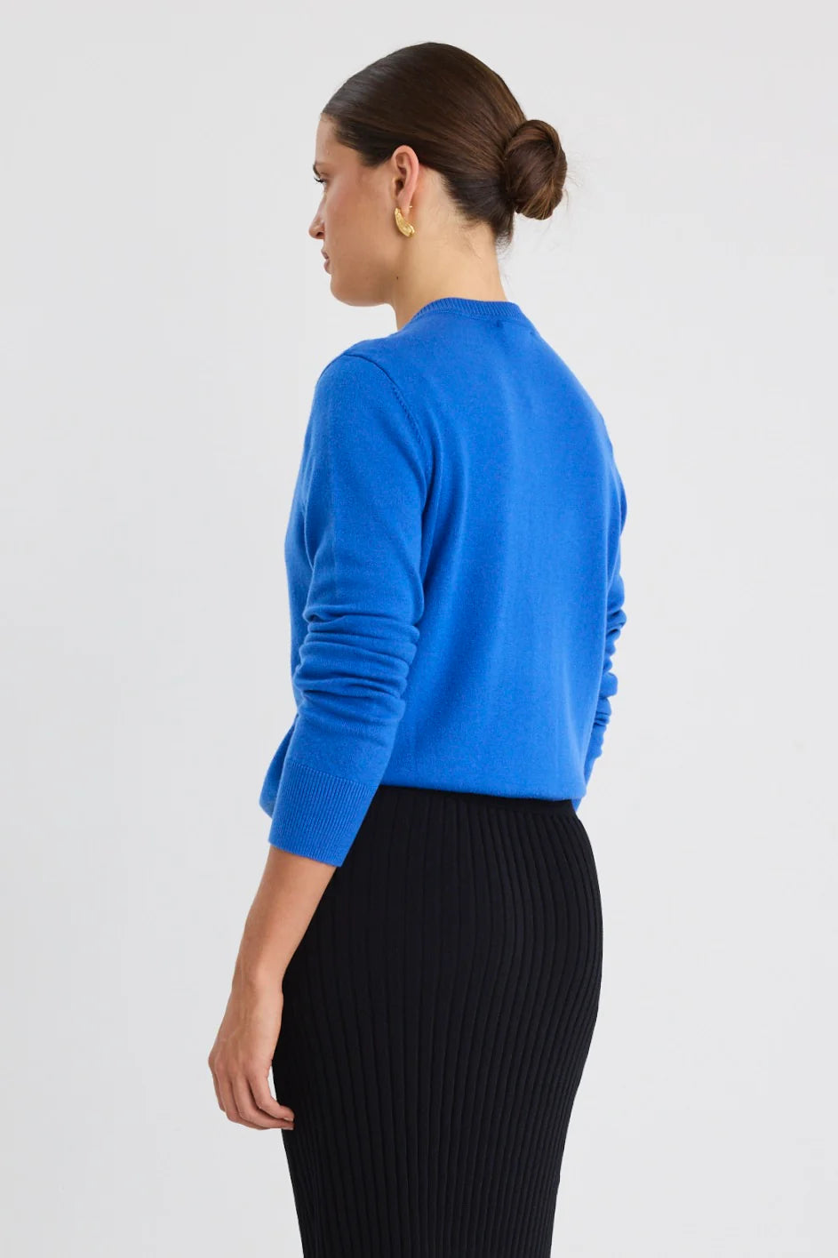 Stories be Told Dedication Cashmere Blend Crewneck Cardigan - Cobalt