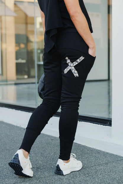 Homelee Apartment Pants - Winter Weight - Black with Graphite Daisy X