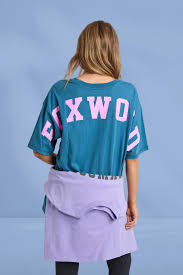 Foxwood  Interval Tee - Ocean with Neon Pink