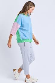 Elm Mazie Colour Block Sweat - Dusk Blu/Pnk/Spgr