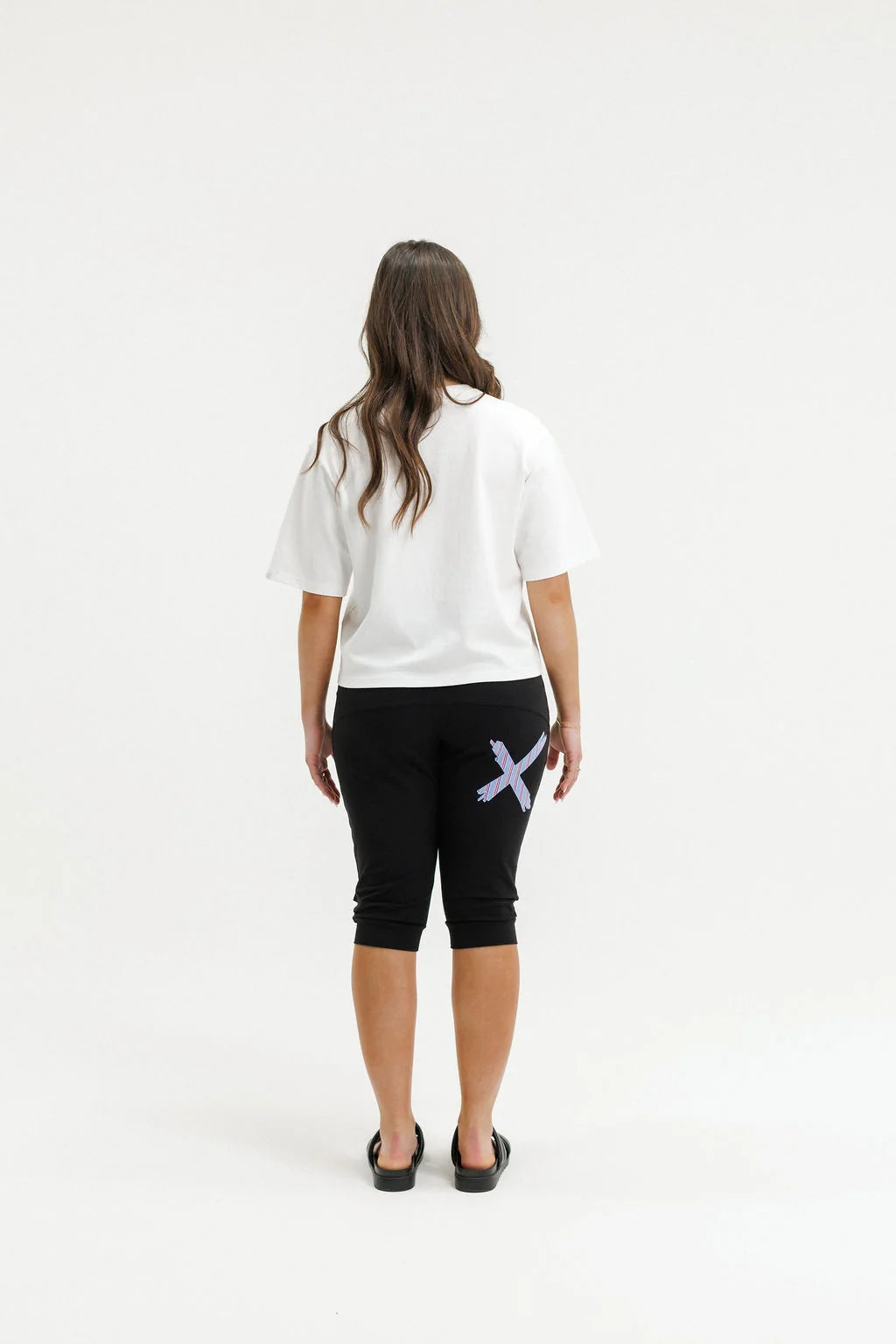 Homelee 3/4 Apartment Pants - Black with Blue Haven Stripe X
