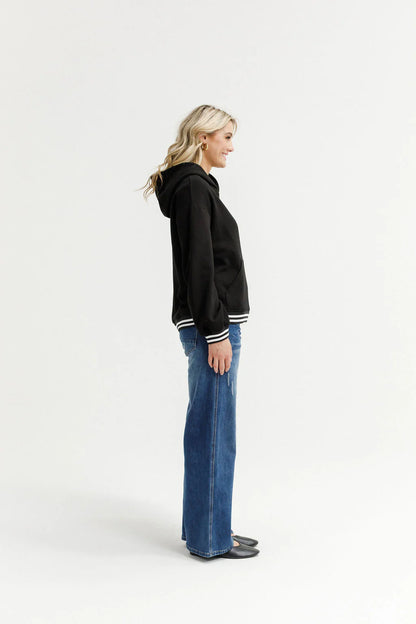 Homelee Elliot Hoodie - Alphine Weight - Black with Silver X & Stripe Cuffs