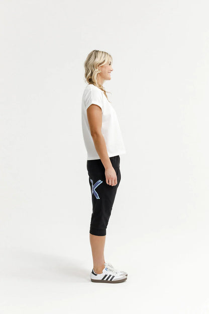 Homelee 3/4 Apartment Pants - Black with Marine Blue Shadow X