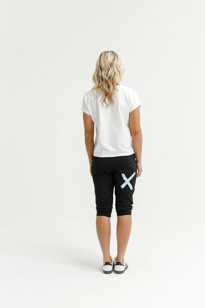 Homelee 3/4 Apartment Pants - Black with Sapphire Ivory  X