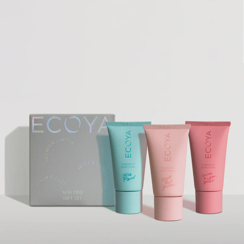 Ecoya Mini Trio Gift Set Hand Cream - Guava & Lychee Sorbet, Sweet Pea & Jasmine, Lotus Flower