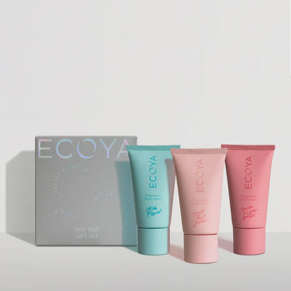 Ecoya Mini Trio Gift Set Hand Cream - Guava & Lychee Sorbet, Sweet Pea & Jasmine, Lotus Flower