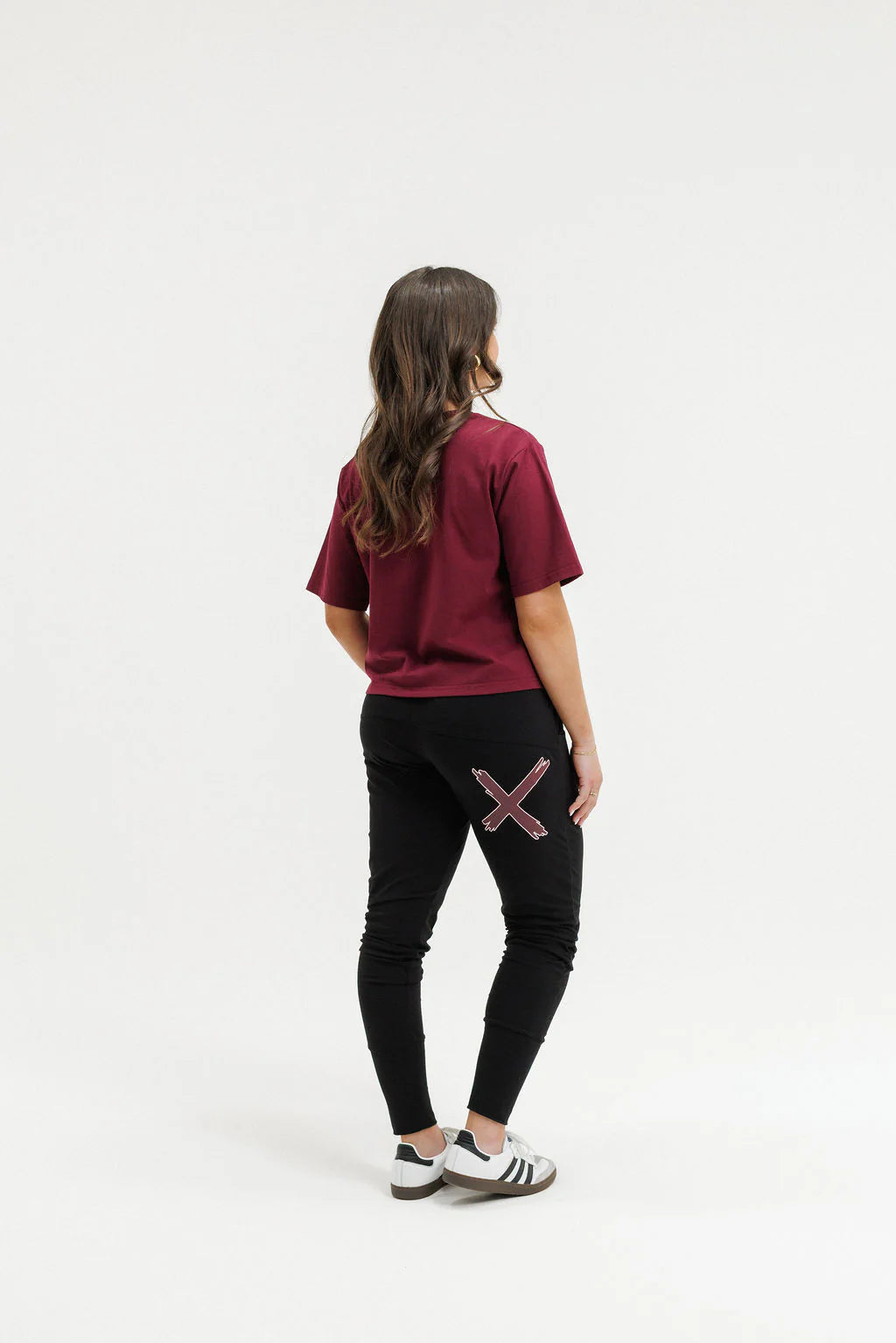 Homelee  Apartment Pants - Black with Merlot/Blush X