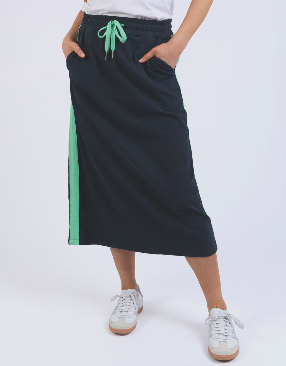 Elm Brunch Skirt - Side Tape Navy/Neon Green