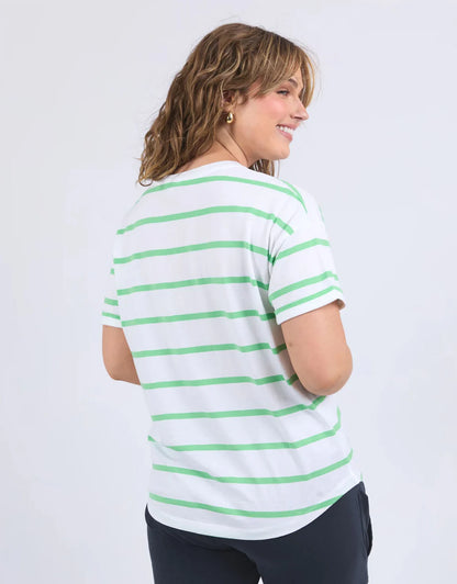 Elm Halli Stripe Tee - White/Spring Green
