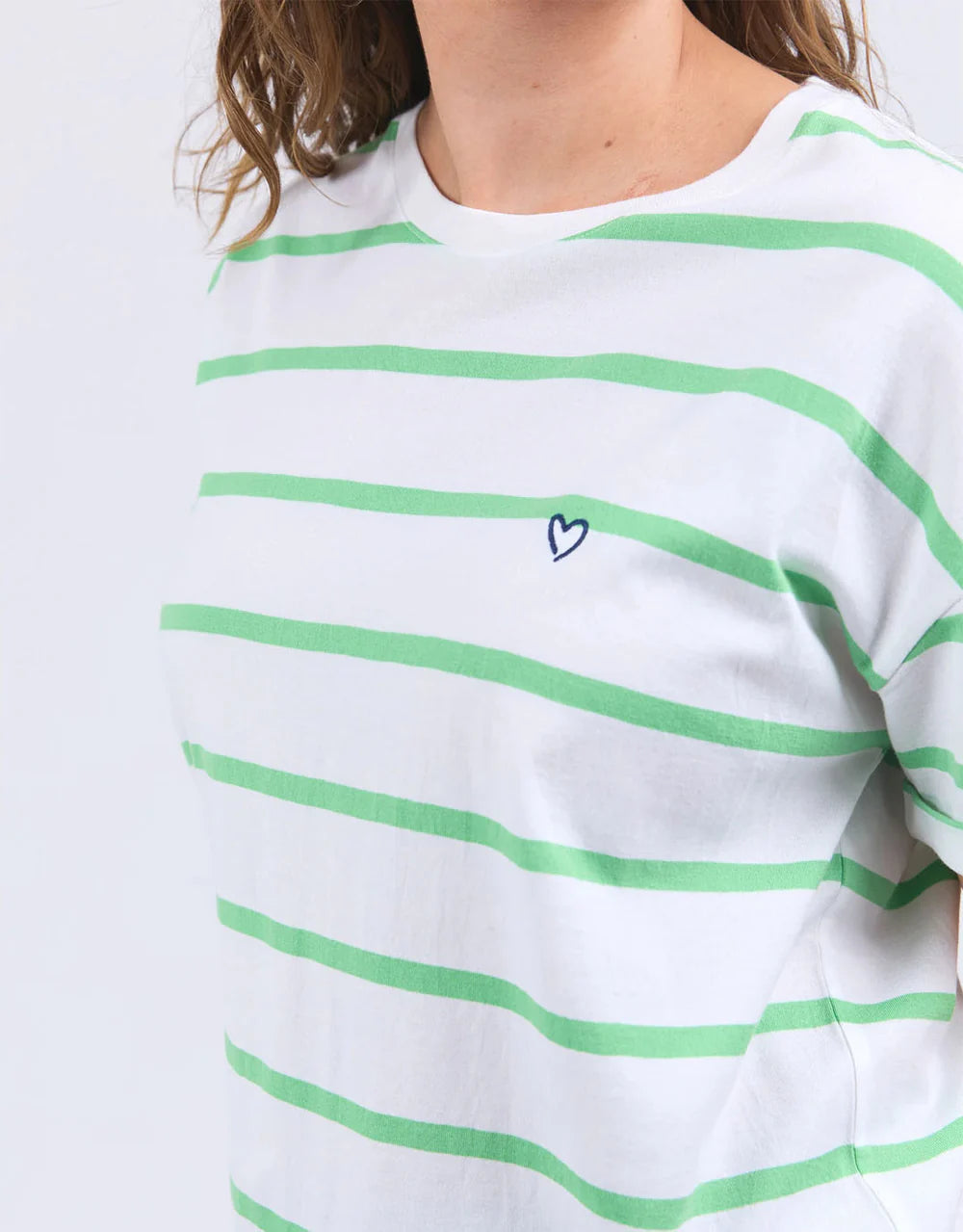 Elm Halli Stripe Tee - White/Spring Green