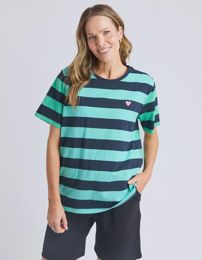 Elm Eden Stripe S/S Tee -  Blue & Green Stripe