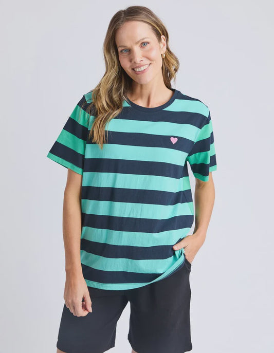Elm Eden Stripe S/S Tee -  Blue & Green Stripe