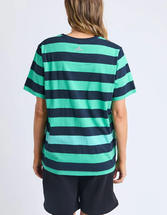 Elm Eden Stripe S/S Tee -  Blue & Green Stripe
