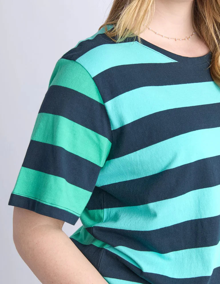 Elm Eden Stripe S/S Tee -  Blue & Green Stripe