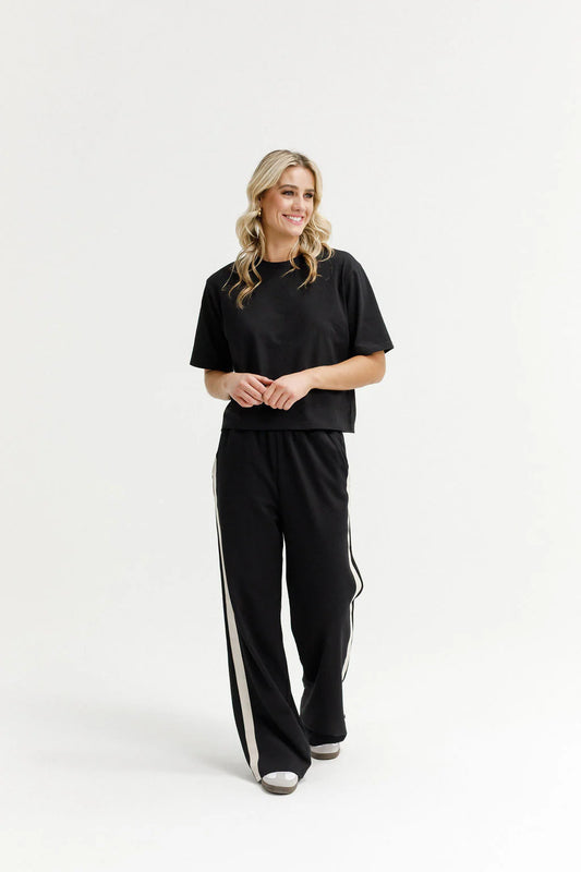 Homelee Palazzo Pants - Winter Weight - Black & Sand