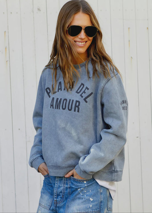Hammill & Co Vintage Playa Del Amour Wash  Sweat - Faded Grey