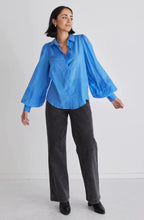 Load image into Gallery viewer, Among the Brave Savvy Sheer Puff Sleeve Shirt Cobalt
