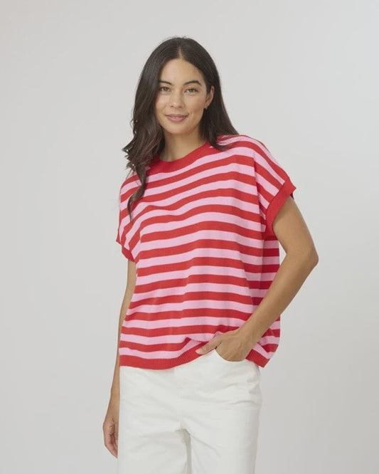 Stella + Gemma Gwen Tee - Pink/Red Stripe