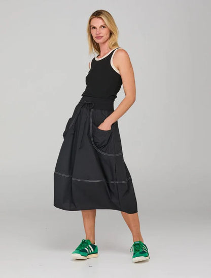 Boom Shankar Guru Skirt - Black with White Stitching