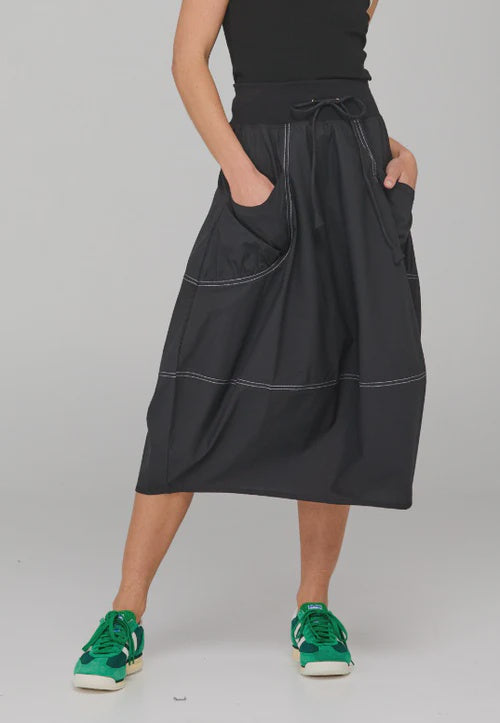 Boom Shankar Guru Skirt - Black with White Stitching