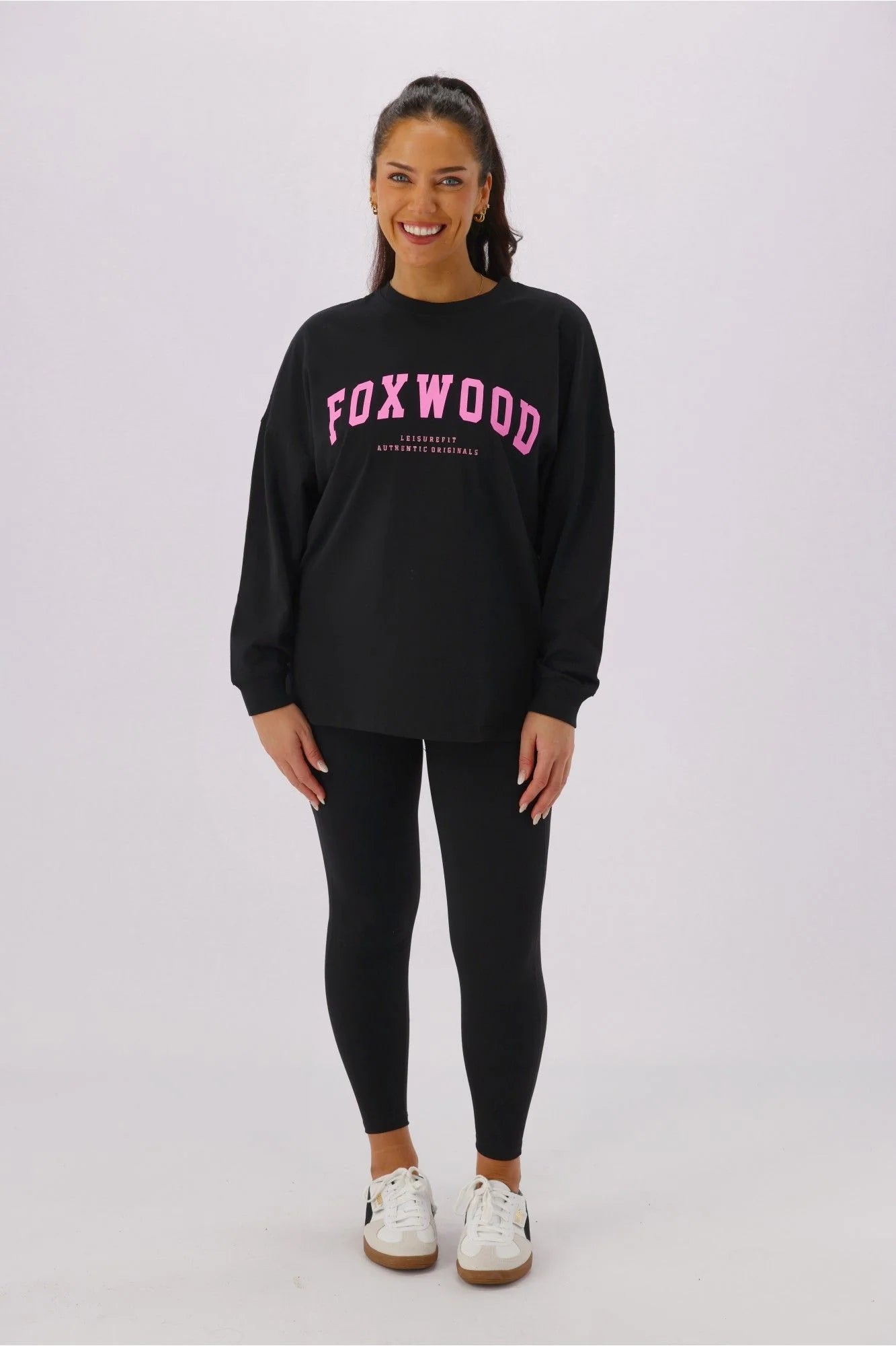 Foxwood Interval Long Sleeve Tee - Black/Neon Pink