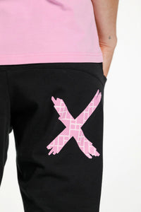 Home-Lee Apartment Pants Black with Pink Bloom Print X