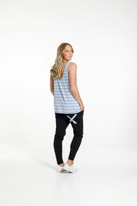 Home-Lee Apartment Pants Black with Cerulean Stripe