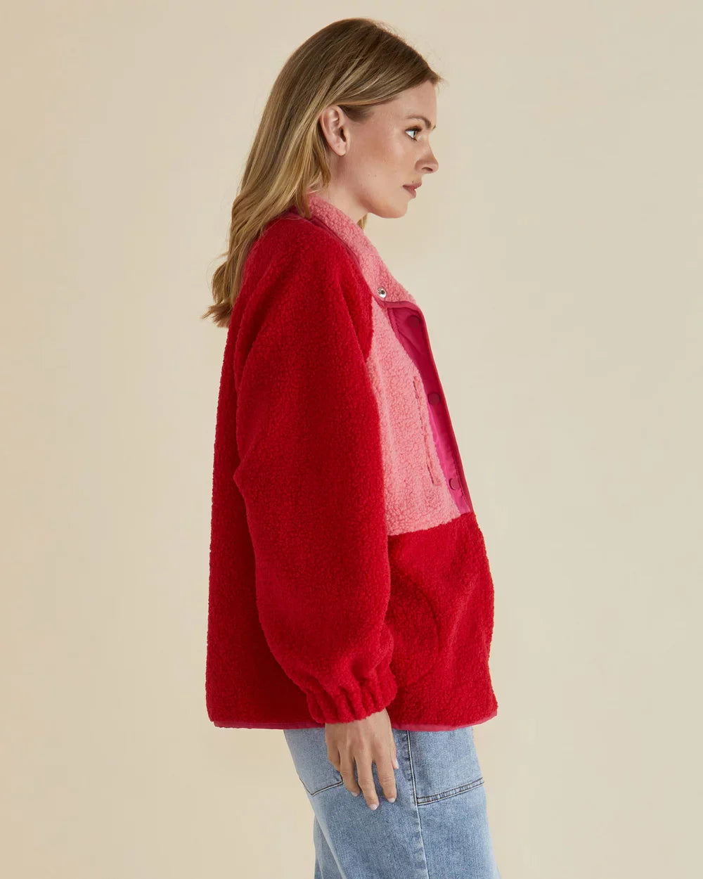 Betty Basics Franklin Fleecy Jacket - Pink/Red