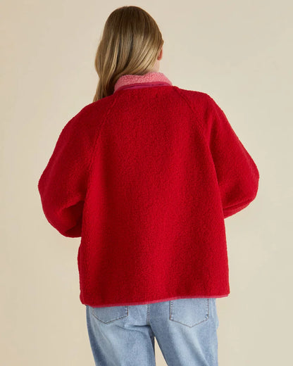 Betty Basics Franklin Fleecy Jacket - Pink/Red
