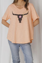 Load image into Gallery viewer, Love Lily Avalon Steer V Neck Tee - Melon
