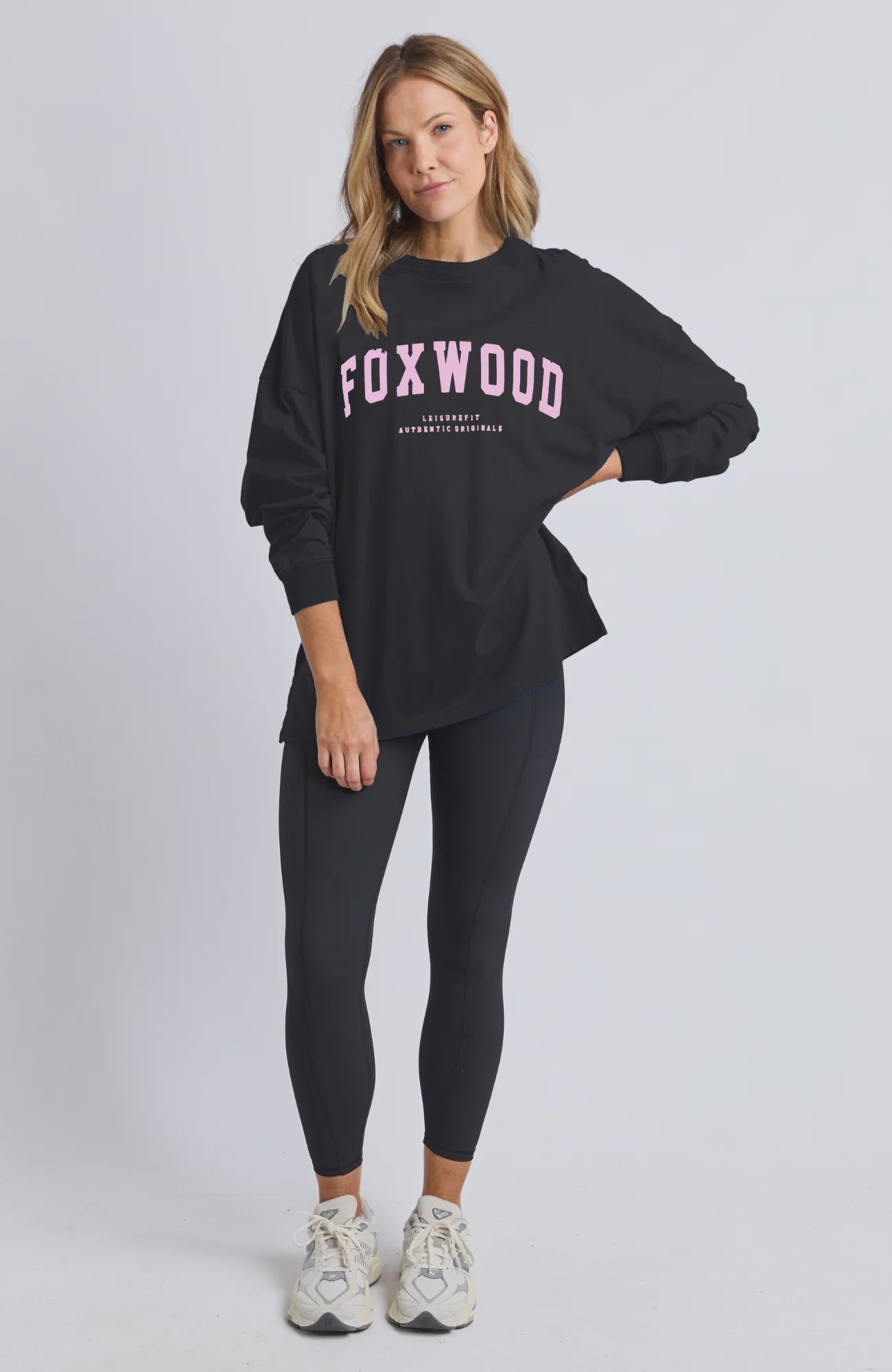 Foxwood Interval Long Sleeve Tee - Black/Neon Pink