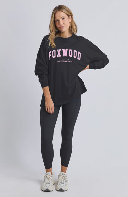 Foxwood Interval Long Sleeve Tee - Black/Neon Pink