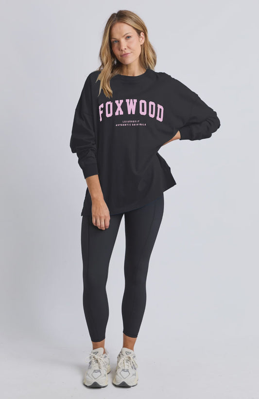Foxwood Interval Long Sleeve Tee - Black/Neon Pink