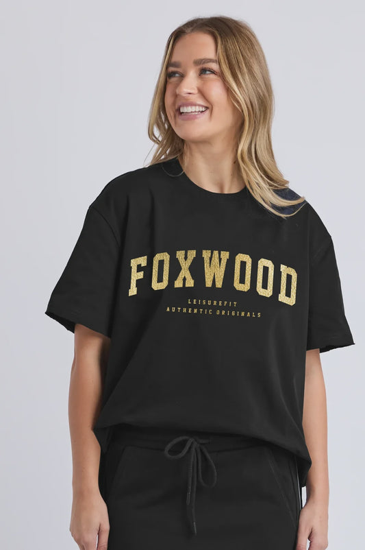 Foxwood Metalllic Interval Tee - Black with Gold