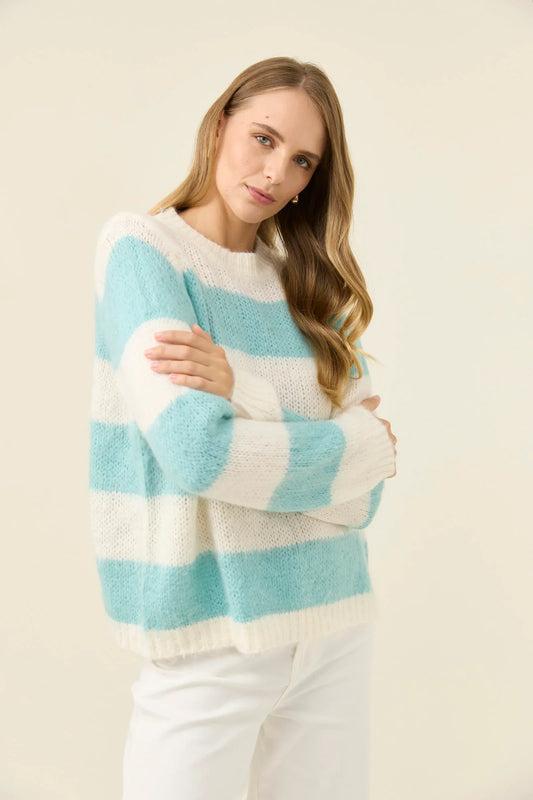 Isle of Mine Pallas Stripe Jumper - Ice Blue