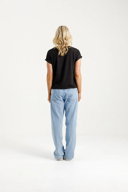 Homelee Jackie Tee - Black with Blossom Berry X