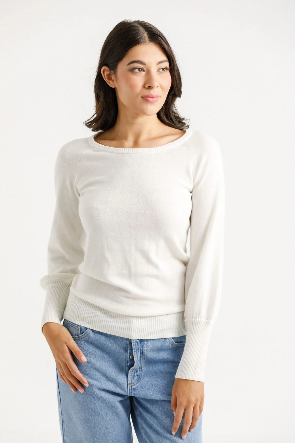 Homelee Knitted Grace Crew - Milk