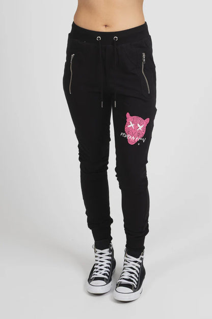 Federation Escape Trackies - Black with Pink Leopard