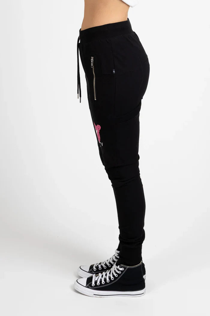 Federation Escape Trackies - Black with Pink Leopard