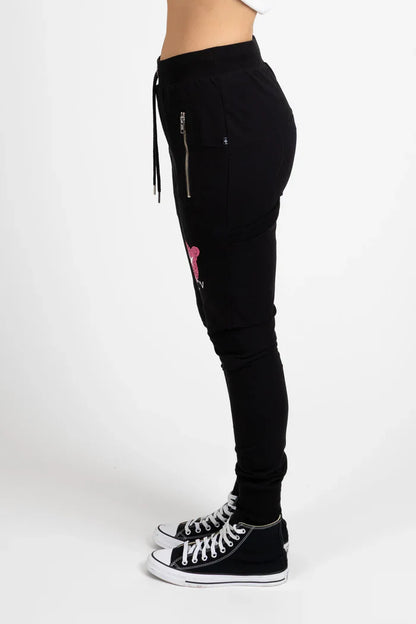 Federation Escape Trackies - Black with Pink Leopard