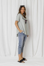 Load image into Gallery viewer, Love Lily Avalon Steer V Neck Tee - Chalk
