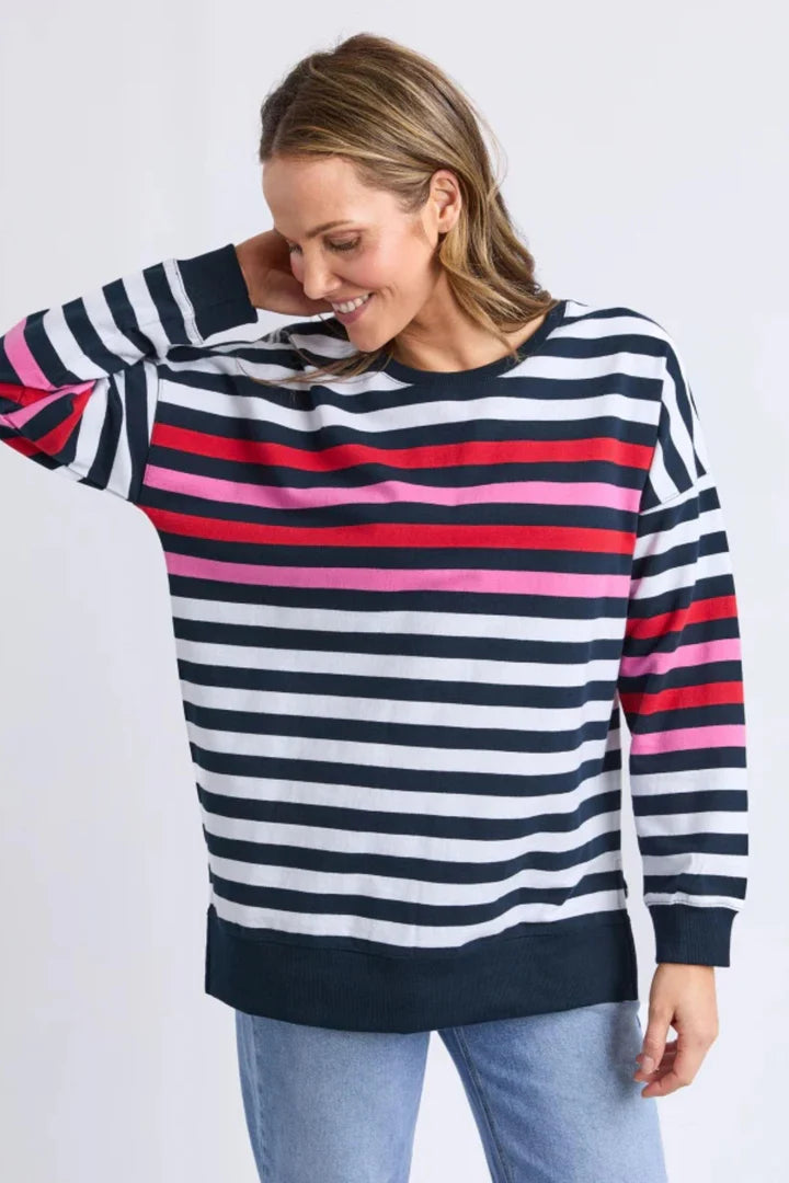 Elm Lollipop Crew - Navy & White Stripe